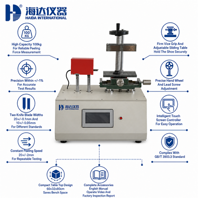 HAIDA Shoe Peeling Strength Tester Shoe Sole and Upper Peeling Testing Machine GB/T 3903.3 Standard Shoe Testiing Equipment